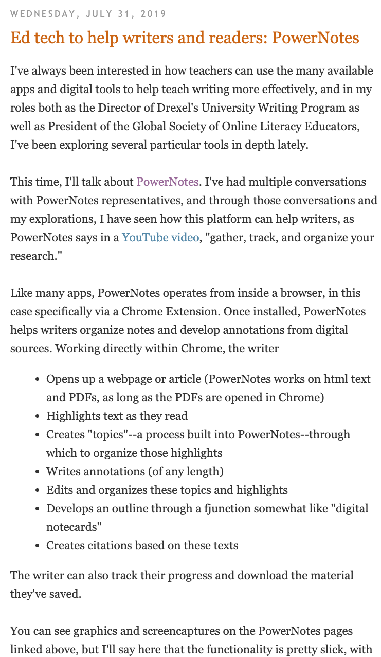 PowerNotes Online Writing Teacher Blog Image 1